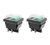 Heschen Lot de 2 interrupteurs à bascule On/Off DPST 4 bornes Lumière verte 16 A 250 V AC avec couvercle étanche