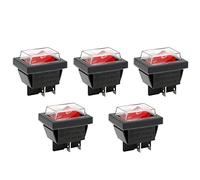 Heschen Lot de 5 interrupteurs à bascule DPST 4 bornes 16 A 250 V AC avec couvercle étanche (rouge)