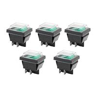 Heschen Lot de 5 interrupteurs à bascule DPST 4 bornes 16 A 250 V AC avec couvercle étanche (vert)