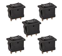 Heschen Lot de 5 interrupteurs à bascule rectangulaires noirs ON-OFF-ON, SPDT, 3 positions, 3 bornes, AC250 V/6 A, AC125 V/10 A, pour voiture, bateau, appareils ménagers