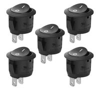 Heschen Lot de 5 interrupteurs à bascule ronds - 2 bornes SPST, 6 A, 250 VCA, UL, VDE - Noir