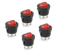 Heschen Lot de 5 interrupteurs à bascule ronds ON-OFF SPST 3 bornes 24 V lumière rouge 6 A 250 VAC