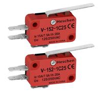 Heschen Micro interrupteur, XV-152-1C25, SPDT, levier de charnière court, 20 A 250 VAC, lot de 2