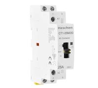 Heschen Protection CA modulaire pour usage domestique, CT1-25M/20, 25A, 2 pôles, 2NO, deux normalement ouverts; bobines de 220 VAC, montage sur rail DIN de 35 mm, avec interrupteur de commande manuel
