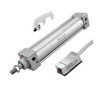 Heschen SC 40-200-S Cylindre pneumatique standard pneumatique, alésage de 40 mm, course de 200 mm, double effet, port PT1/4, comprend un interrupteur de capteur magnétique CS1-F et un support de