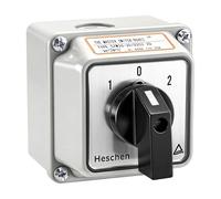 Heschen Sélecteur de came rotatif universel 660V 20A ON-OFF-ON Verrouiller | 3 positions 2 phases 8 bornes, avec interrupteur principal boîtier extérieur SZW26-20/D202.2D