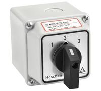 Heschen Sélecteur de came rotatif universel, SZW26-20/123.3D, 660V 20A, 3 positions, 3 phases, 12 bornes, CE, avec interrupteur principal dans la boîte extérieure LW28-20/4