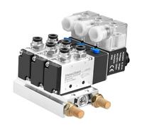 Heschen Triple électrovanne pneumatique électrique 4V210-08 AC 220 V PT1/4 5 voies 2 positions base collecteur silencieux raccords rapides