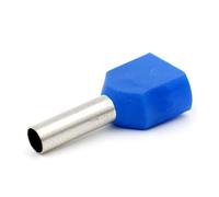 Heschen Twin Crimp Te2510 AWG 14 * 2/2,5 mm² * 2, Twin Cordon Extrémités Embouts, Twin Cord End Bornes, longueur 10 mm, Bleu, Lot de 1000