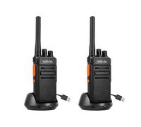 HESENATE HT66 Talkie Walkie Rechargeable, PMR446 Sans Licence Talkie Walkie Professionnel Longue Portée Portative Toki Woki 16 Canaux Walky Talky Scan VOX avec Station de Charge USB C (Noir, 2 Pièces)