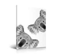 HesenDot - Adorable Koala encadré, art mural, 30x40 cm - Image animalière sauvage - Décoration murale minimaliste en noir et blanc - Affiche en toile imprimée pour la maison - Décor pour salle de bain