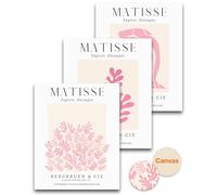HesenDot Lot de 3 impressions sur toile sans cadre Matisse rose - 30 x 40 cm - Décoration murale abstraite moderne - Décoration d'intérieur minimaliste pour salon, salle de bain, chambre à coucher