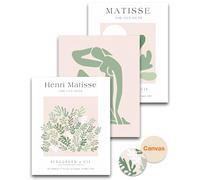 HesenDot Matisse - Lot de 3 affiches murales abstraites, sans cadre, vert sauge, impressions sur toile de qualité pour 30 x 40 cm, affiches d'art pour salle de bain, salon, chambre à coucher