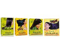 Hesh Herbal - Ensemble Complet de Soins Capillaires: Poudre d'Amla, Margousier, Shikakai et Aritha 100g Chacune