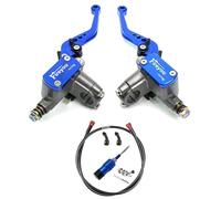 HESHUYAN Levier De Frein Moto Moto maître-cylindre levier hydraulique embrayage tuyau d'huile ligne arrière pied frein tige de traction saleté Pit Bike tressé tube(Blue one set)