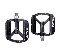 HESHUYAN Pédales de vélo VTT de route ultralégères scellées CNC partie alliage DH XC creux roulements antidérapants Du System Mountain 12 mm Pédales d'essieu (JT01 Noir)
