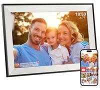 Hesmor Cadre Photo Numérique 10,1 Pouces avec écran Tactile IPS HD, Connecté WiFi Rotation Auto 32GB Partager Photos Vidéos Musique Via Frameo, Noir & Blanc