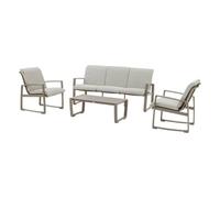 Hespéride Salon de jardin Boreane 5 places aluminium texaline et polyester Noisette & Café