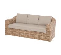 Hespéride - Canapé de Jardin Mooréa Savana - 3 Places - Anti-Rouille - Résine Tressée - Coussins Déhoussables - Tissu Déperlant - Pieds Ajustables