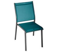 Hespéride - Chaise de Jardin Empilable Essentia Bleu Canard - Aluminium Texaline - Dim 46 x 61 x 88 cm - Meuble d'Extérieur Résistant aux UVF