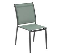 Hespéride - Chaise de Jardin Empilable Essentia Vert Olive - Aluminium Texaline - Dim 46 x 61 x 88 cm - Meuble d'Extérieur Résistant aux UVF