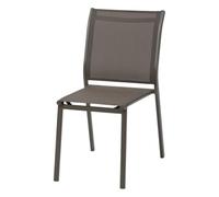 Hespéride - Chaise de Jardin Empilable Essentia Wengé et Praliné - Aluminium Texaline - Dim 46 x 61 x 88 cm - Meuble d'Extérieur Résistant aux UVF