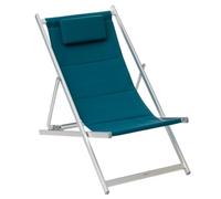 Hespéride - Chilienne de Jardin Pliable Honolulu Bleu Canard Anti-Rouille Matelassé 4 Positions Coussin Repose-tête Chaise Longue pour Terrasse Balcon