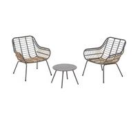 Hespéride - Salon de Jardin Duo Paopao 3 Pièces - Graphite, Résine Tressée, Acier Anti Corrosion, Coussins Inclus - pour Balcon, Terrasse, Petit Espace