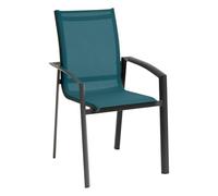Hespéride - Fauteuil de Jardin Empilable Axant Bleu Canard et Graphite - Aluminium Anti-Rouille Anti-Décoloration - Mobilier Extérieur