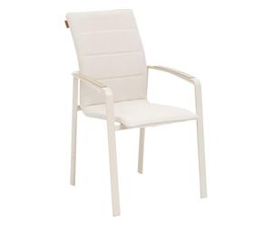 HESPERIDE - Fauteuil de Jardin Empilable Diese Argile et Ivoire Anti-Rouille Tissu Déperlant Séchage Rapide Mobilier Confort pour Terrasse Balcon