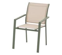 Hespéride - Fauteuil de Jardin Empilable Essentia Lin et Vert - Aluminium Anti-Rouille - Aluminium Effet Bois - Mobilier d'Extérieur