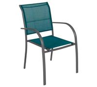 Fauteuil de jardin empilable ""Piazza"" bleu canard & graphite en aluminium traité époxy - Hespéride