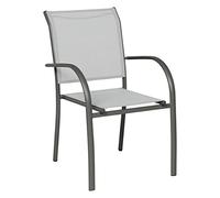 Hespéride - Fauteuil de Jardin Empilable Piazza Galet et Graphite - Aluminium Anti-Rouille - Mobilier d'Extérieur Terrasse Balcon