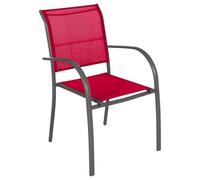 Hespéride - Fauteuil de Jardin Empilable Piazza Grenade et Graphite - Aluminium Anti-Rouille - Mobilier d'Extérieur Terrasse Balcon