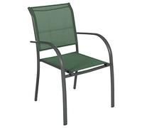 Fauteuil de jardin empilable ""Piazza"" vert olive & graphite en aluminium traité époxy - Hespéride