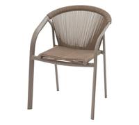 Hespéride - Fauteuil de Jardin Empilable Riu Cappucino et Café Anti-Rouille Tissu Déperlant Coussins Déhoussables Mobilier pour Terrasse Balcon