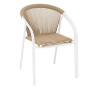 Fauteuil de jardin empilable ""Riu"" miel & blanc en aluminium traité en epoxy - Hespéride