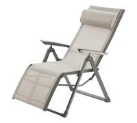 Fauteuil de jardin inclinable ""Decima"" vert olive & vert laurier 8 positions en aluminium et texaline - Hespéride
