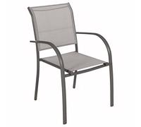Fauteuil de jardin empilable ""Piazza"" noisette & tonka aluminium traité époxy - Hespéride