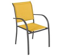HESPERIDE - Fauteuil de Jardin Piazza Jaune Moutarde et Graphite - Aluminium Anti-Rouille - Mobilier d'Extérieur Terrasse Balcon