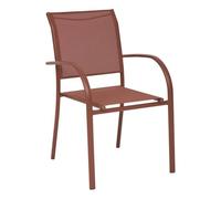 HESPERIDE - Fauteuil de Jardin Piazza Marron Acajou, Aluminium, Empilable, Anti-Rouille - pour Terrasse, Chaise d'Extérieur