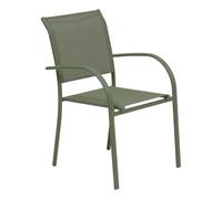 HESPERIDE - Fauteuil de Jardin Piazza Vert Laurier, Aluminium, Empilable, Anti-Rouille - pour Terrasse, Chaise d'Extérieur