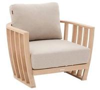 Fauteuil de salon de jardin ""Lemindo"" eucalyptus & beige polyester et eucalyptus - Hespéride