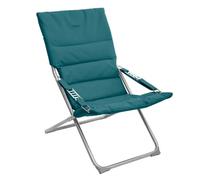 Hespéride - Fauteuil Relax de Jardin Milos Bleu Canard Anti-Rouille Confortable Matelassé Inclinable, 3 Positions Chaise Longue pour Terrasse, Balcon