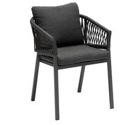 Hespéride - Fauteuil repas Oriengo aluminium et mailles tressées - Anthracite et graphite