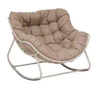 HESPERIDE - Fauteuil Œuf à Bascule Paopao Argile et Beige - Acier Époxy Anti-Rouille - Coussin Capitonné Ultra Moelleux - Extérieur Jardin Terrasse - 96x109x83 cm