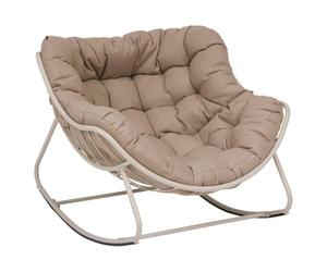 HESPERIDE - Fauteuil Œuf à Bascule Paopao Argile et Beige - Acier Époxy Anti-Rouille - Coussin Capitonné Ultra Moelleux - Extérieur Jardin Terrasse - 96x109x83 cm