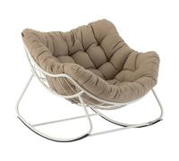 Hespéride - Fauteuil Oeuf à Bascule Paopao Beige et Blanc - 96 X 84 X 109 cm - Acier Anti-Rouille - Mobilier d'Extérieur pour Terrasse Balcon Patio