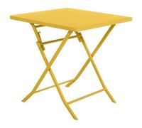 Hespéride – Table de jardin pliante Greensboro carrée 70×70cm, 2 places, acier traité époxy moutarde