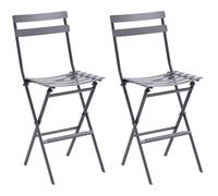 Hespéride - Lot de 2 Chaises Hautes Pliantes de Jardin Greensboro Gris Graphite - Acier Antirouille - 42 x 49 x 102 cm - Meuble d'Extérieur Pliable
